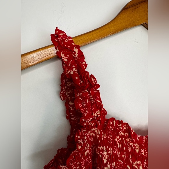 Revolve - Smocked Crop Wrap Top in Red - Picture 4 of 9